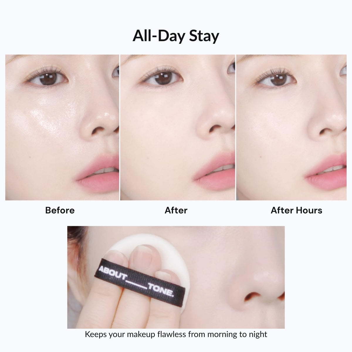 About Tone Blur Powder Pact application moment showing soft, natural finish