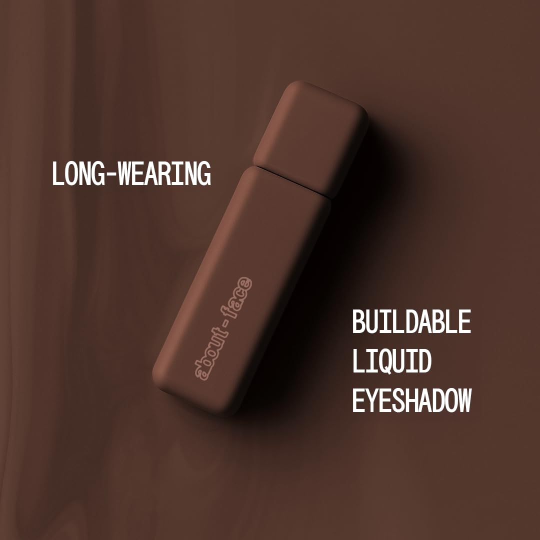 about-face Matte Fluid Eye Paint on eyelid demonstrates precise, smooth application for effortless looks