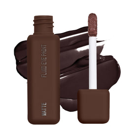about-face Matte Fluid Eye Paint chocolate brown swatch shows bold pigment for all-day wear