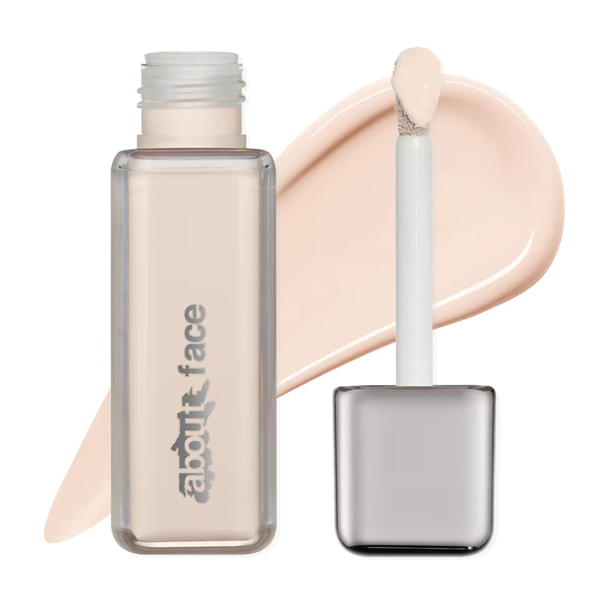 About Face The Performer bottle closeup, showcasing a vegan foundation for daily wear.