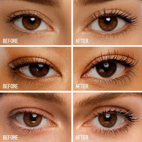 about-face Volumizing Mascara smudge-proof formula keeps lashes fresh