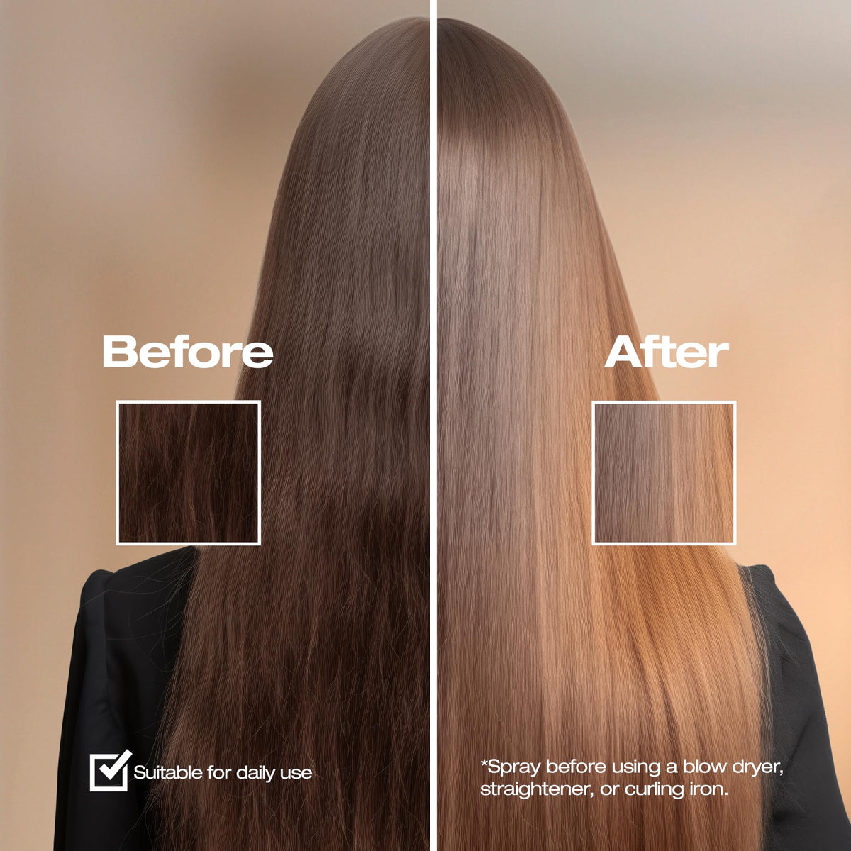 abril et nature Keratin Repair Thermal Protector spray in action for styling