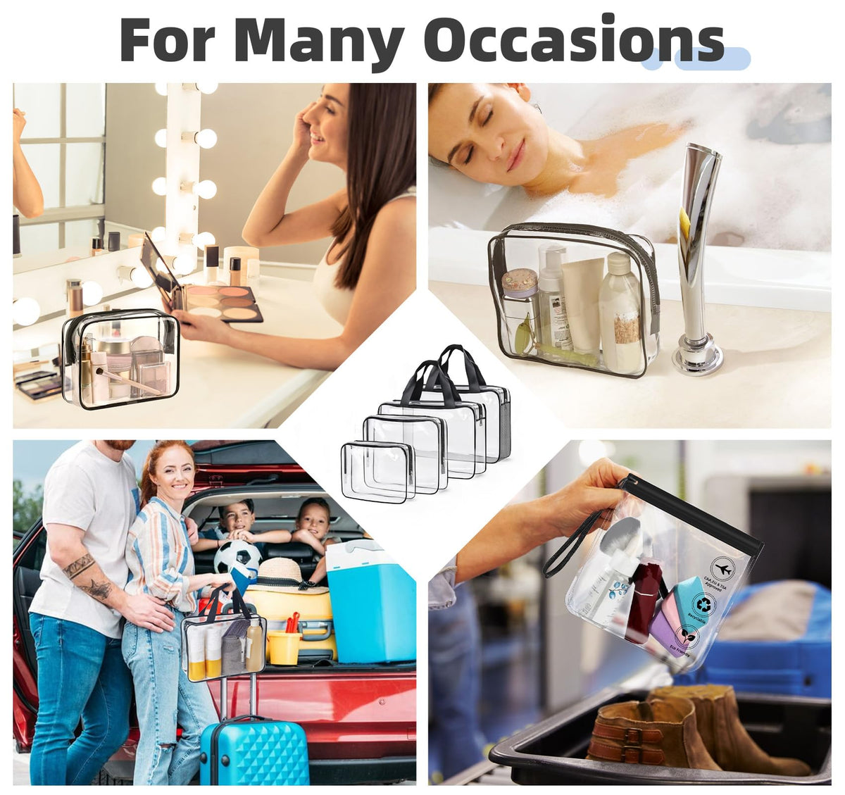 ABSOFINE clear mesh bag showing breathable compartment for dry items