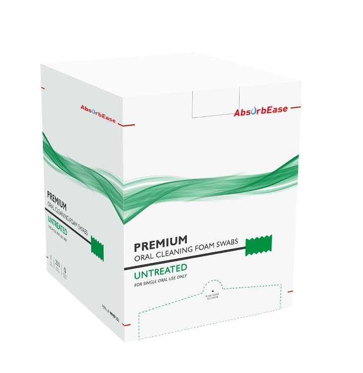 AbsorbEase premium oral swabs packaging box enabling hygienic, on-the-go mouth care.