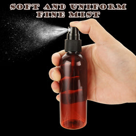 ABuff amber plastic spray bottle with leak-proof cap for mess-free packing.