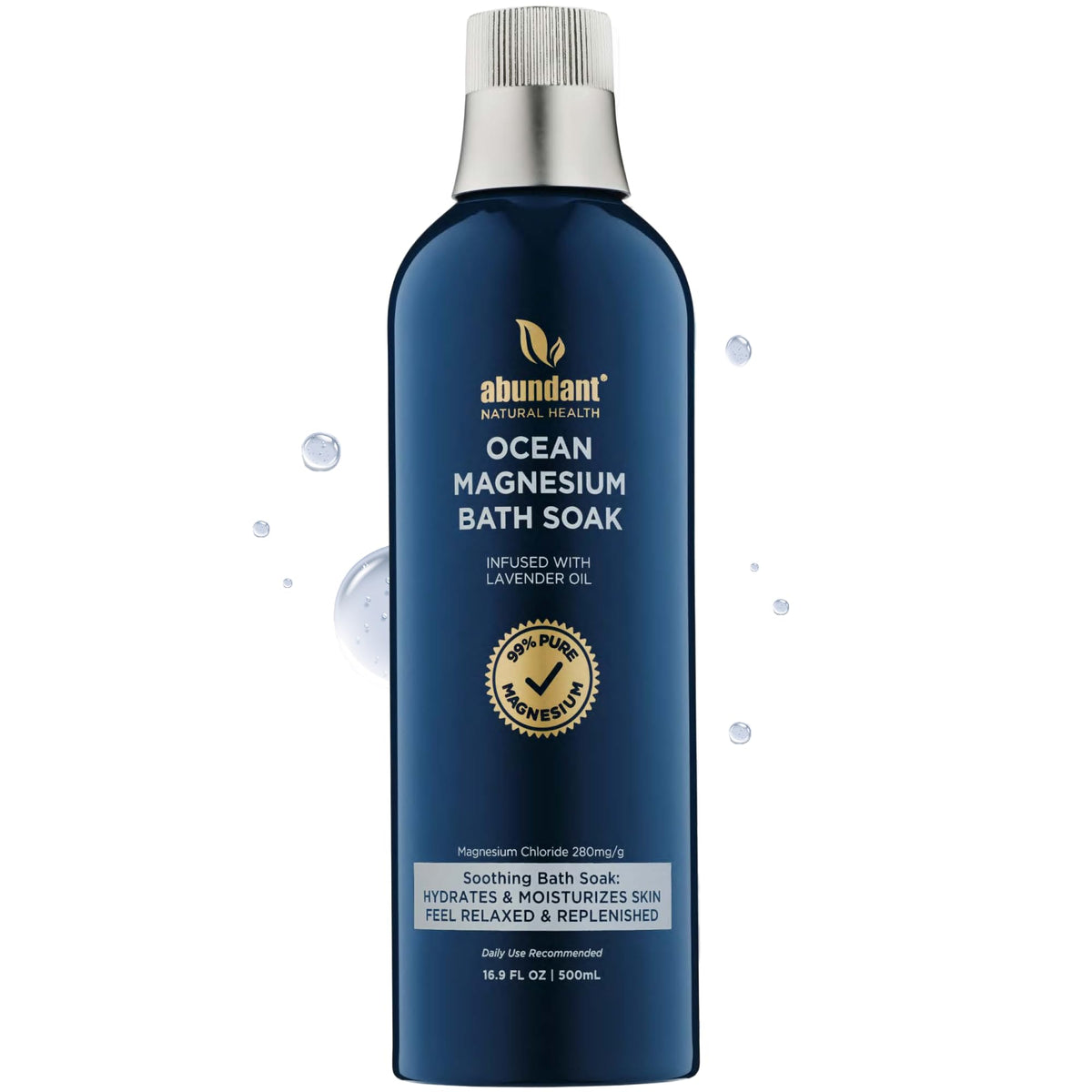Abundant Natural Health Ocean Magnesium Bath Soak bottle with lavender for soothing moisture