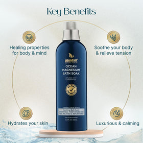Pour cap of Abundant Natural Health magnesium bath soak for a relaxing soak