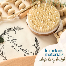 Abundantly Made Co. bristle massage brush for dry brushing and skin stimulation
