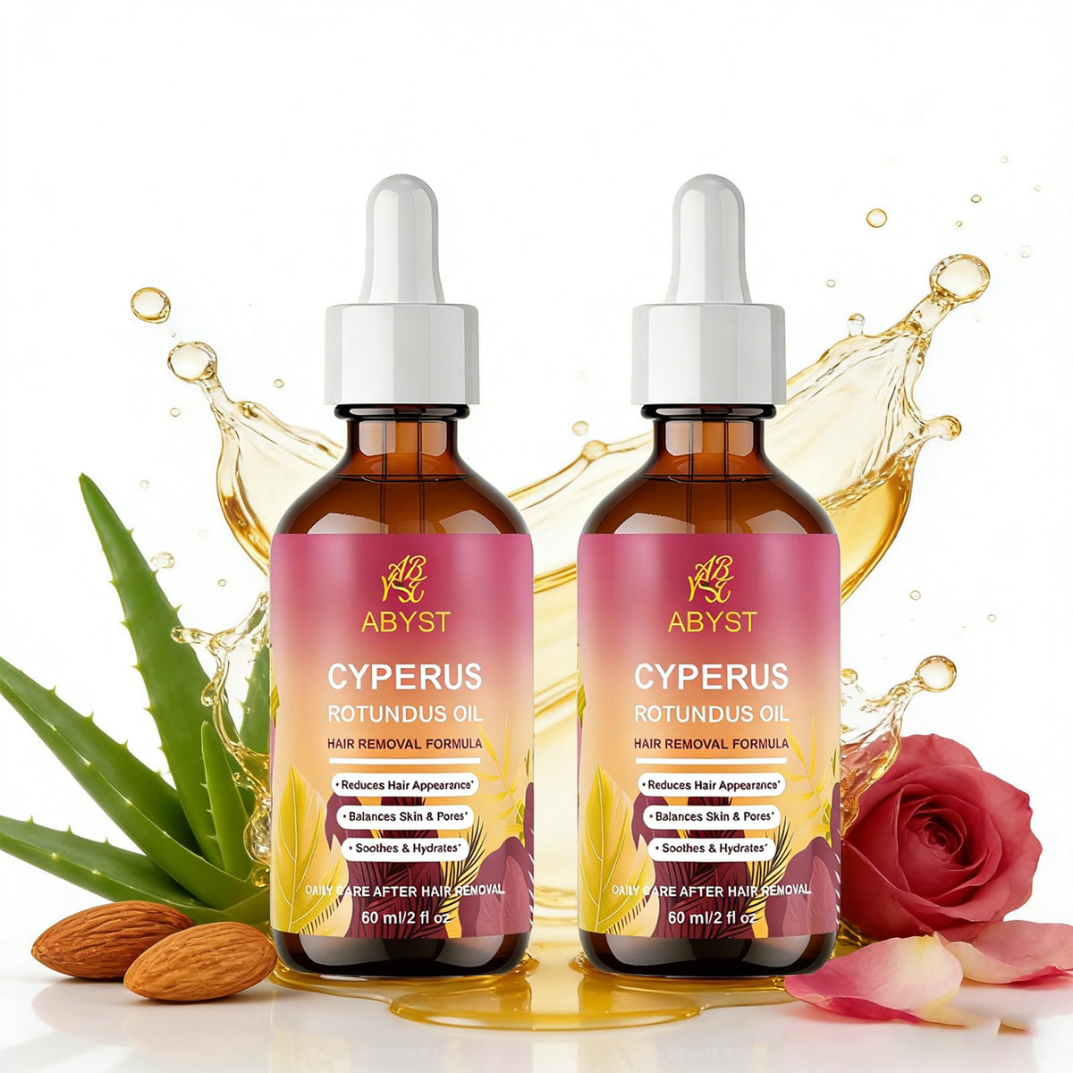 ABYST bikini line skin-care oil for post-removal comfort.