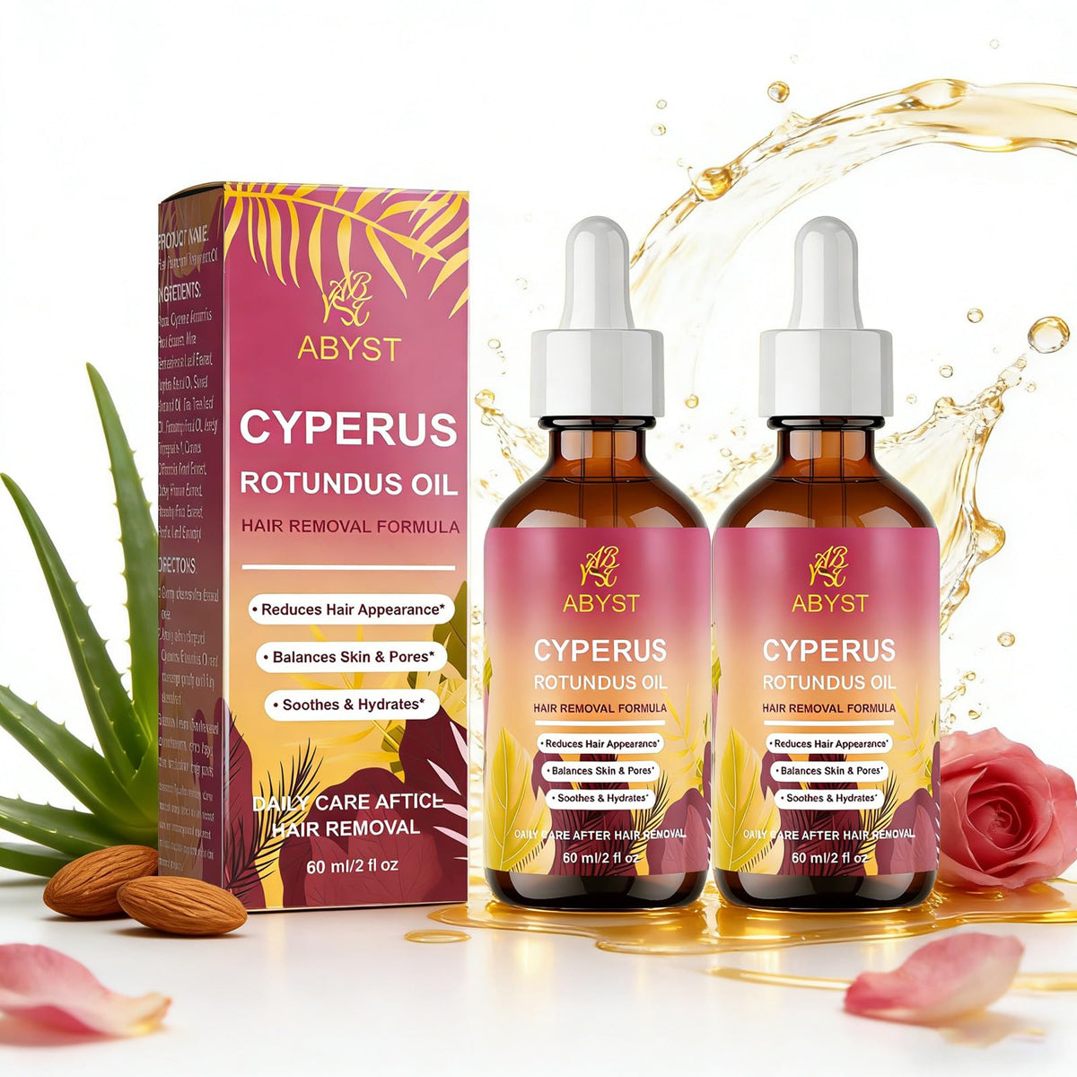 ABYST oil care for legs, arms, and underarms.
