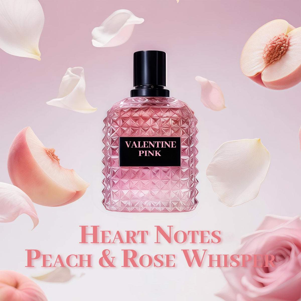 A CENTER Valentine Pink rose note emphasizes a floral scent profile.