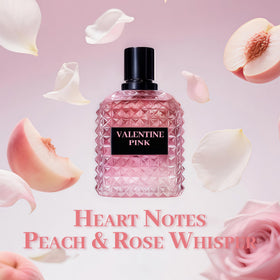 A CENTER Valentine Pink rose note emphasizes a floral scent profile.