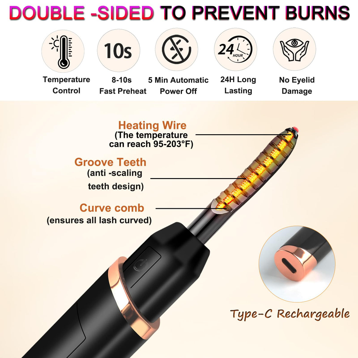 Acavado anti-burn comb minimizes contact for a comfortable experience
