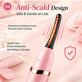 Acavado heated eyelash curler preheats in 10 seconds for quick use.