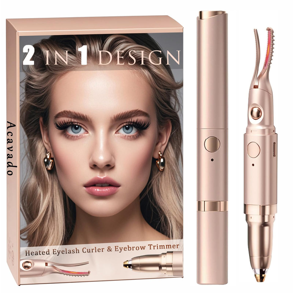 Acavado heated eyelash curler 2-in-1 design frames lashes and brows for quick, salon-like grooming