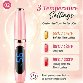 Acavado heated eyelash curler LED display shows heat level at a glance.