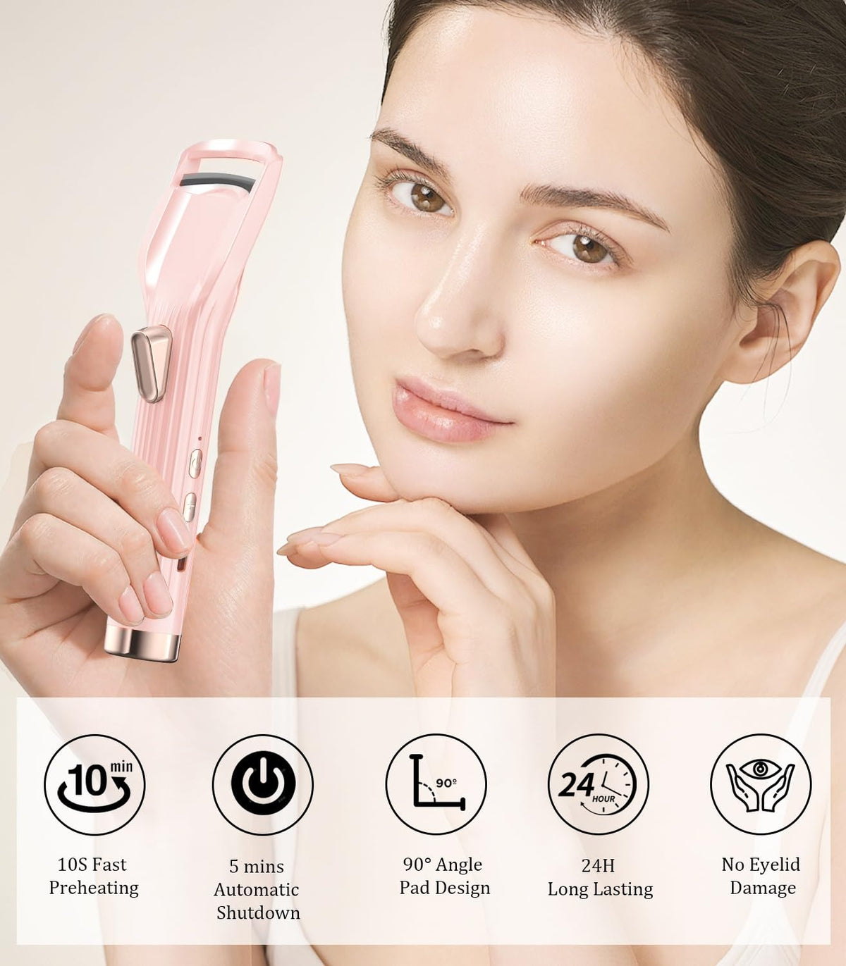 Acavado Pro heated eyelash curler LED display side view for precise temperature control