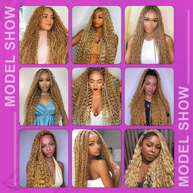 Acbhoa DeepWave bulk braiding hair 18in Honey Blonde styling ideas ready to apply.