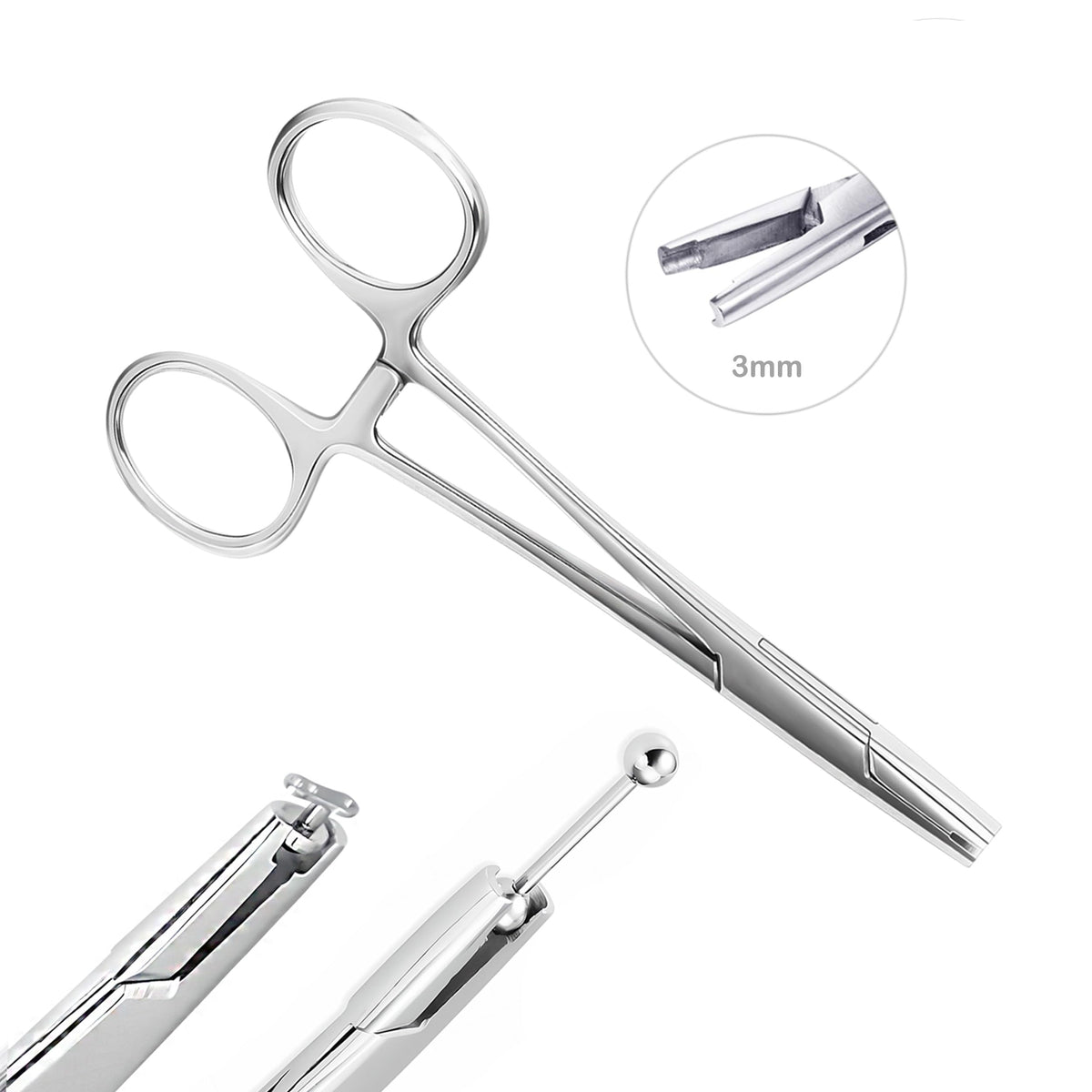 AccGin piercing clamps 3mm in use for secure jewelry changes