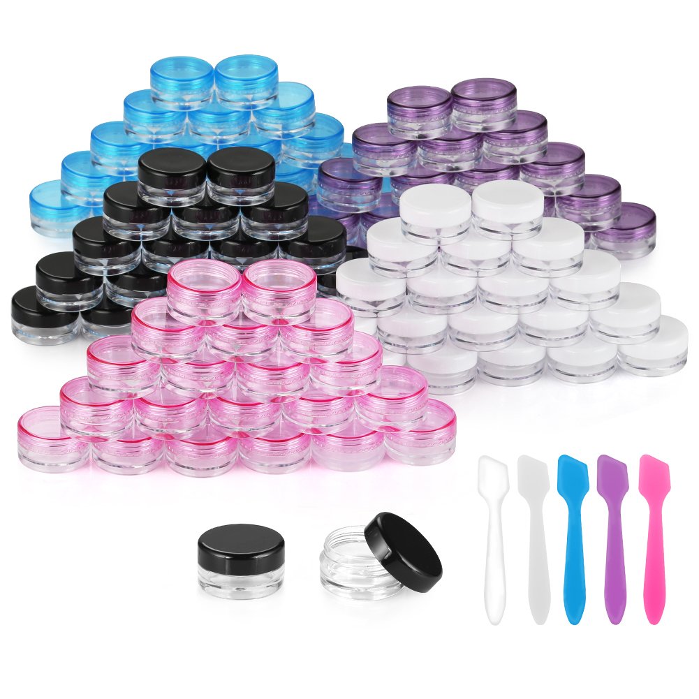 Accmor 3g empty container with color lids for travel samples.