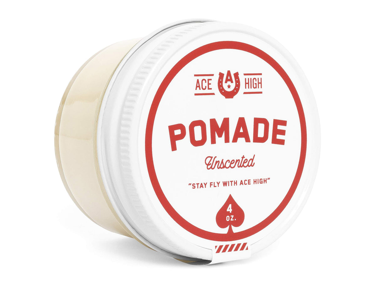 Ace High pomade jar showing strong hold and natural shine