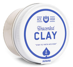Ace High Unscented Hair Clay jar showing strong hold and satin finish.