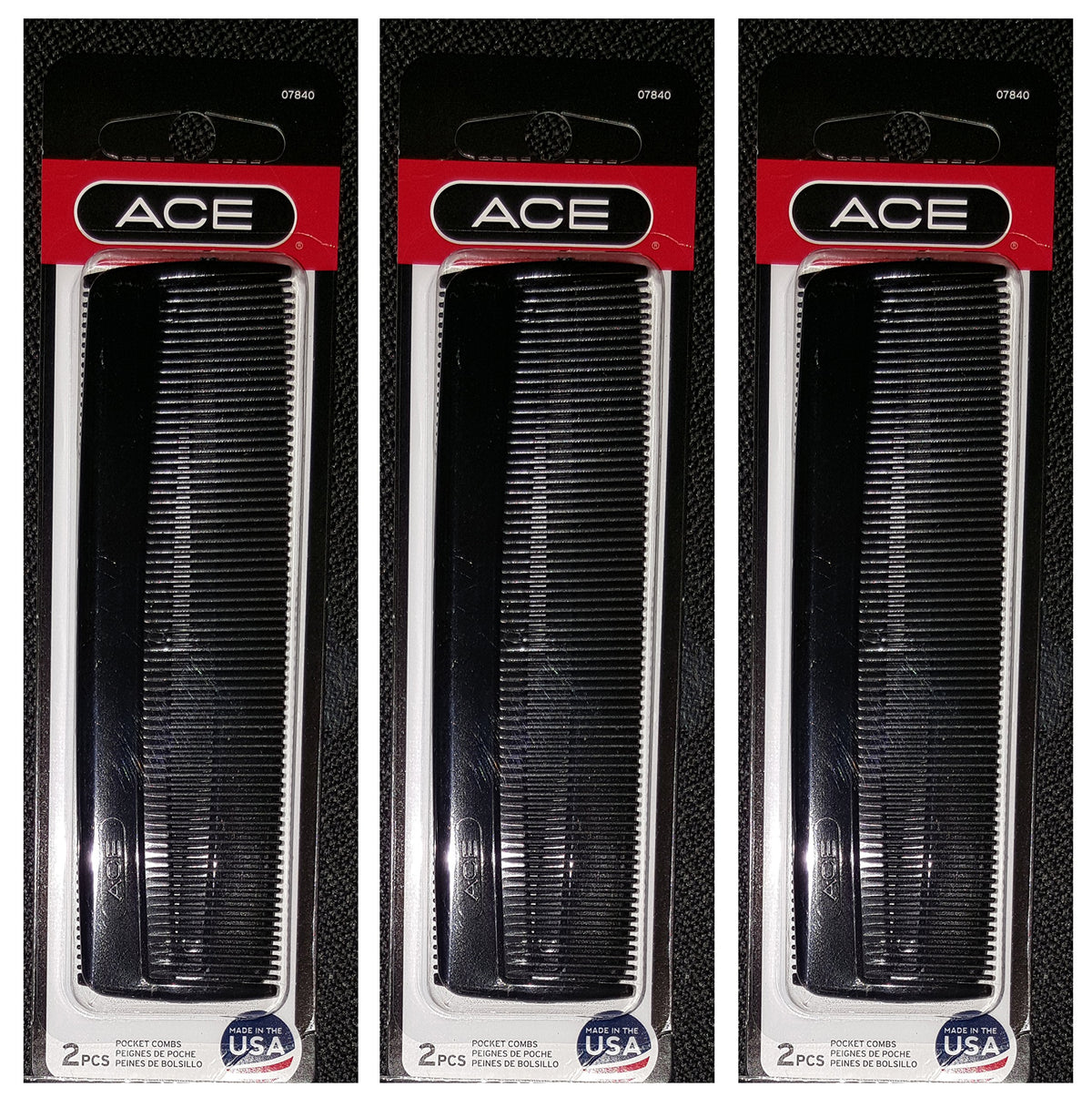 Ace 5-inch pocket comb in black for on-the-go detangling