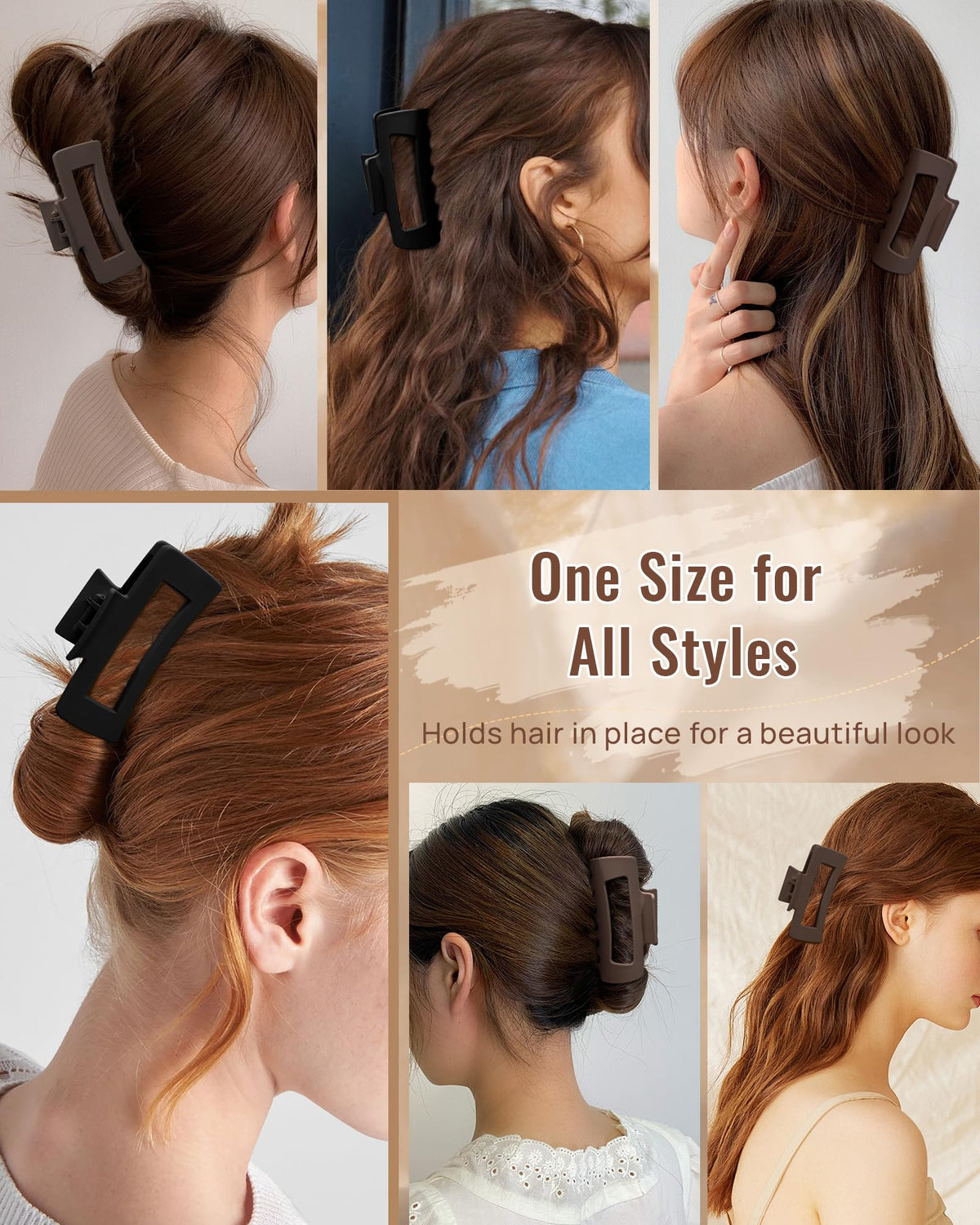 ACECHA non-slip grip clip securing a hairstyle during movement.
