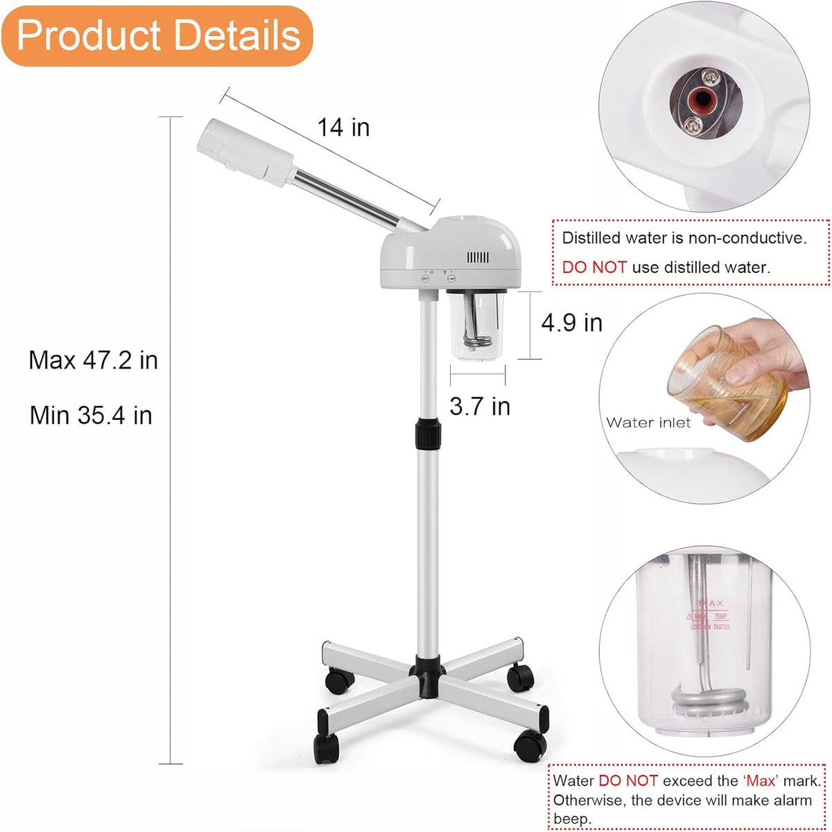 AceFox height-adjustable steamer with 360° nozzle for precise angles.