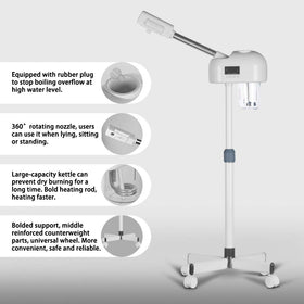 AceFox facial steamer showing ozone mode for deeper cleansing