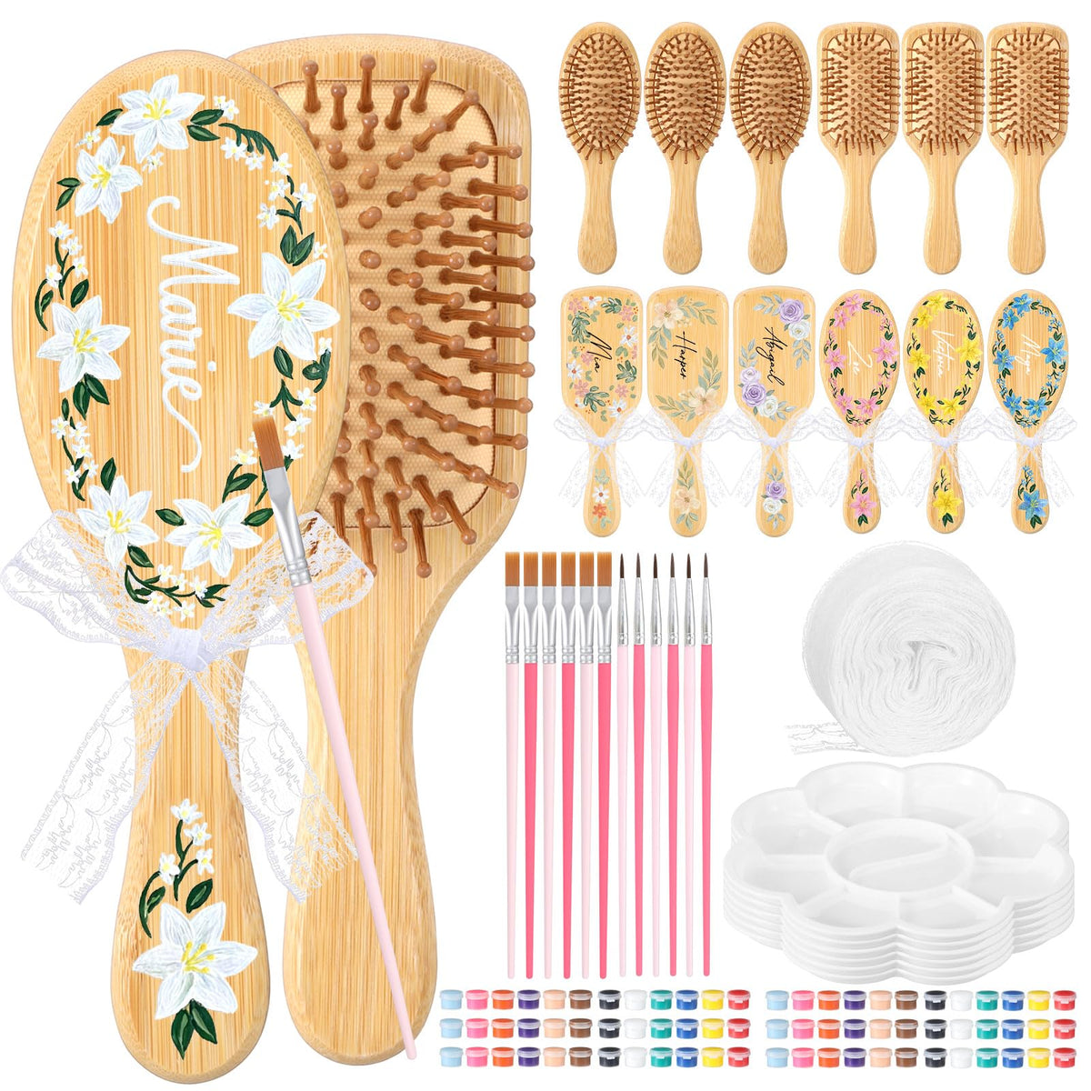 Acellegic bamboo hairbrush painting kit with all-in-one supplies for DIY creativity.