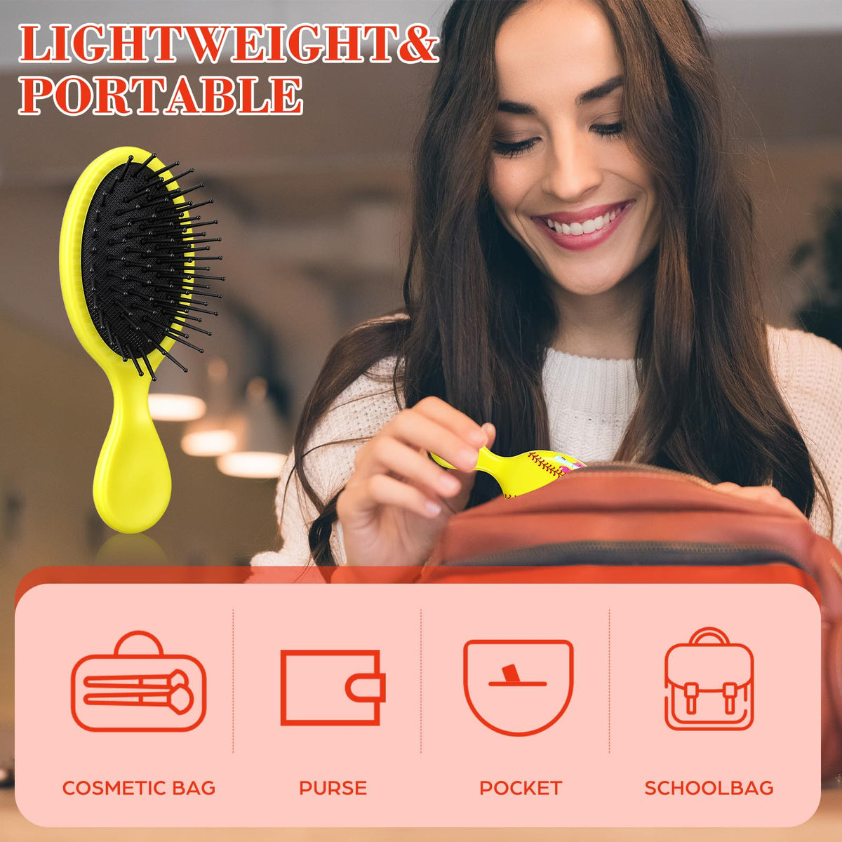 Acellegic detangler with flexible teeth glides through hair without snagging
