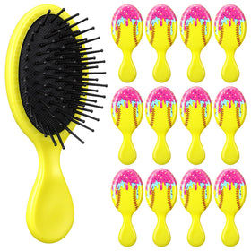 Acellegic softball mini detangler brush with ice cream design for quick styling on the go