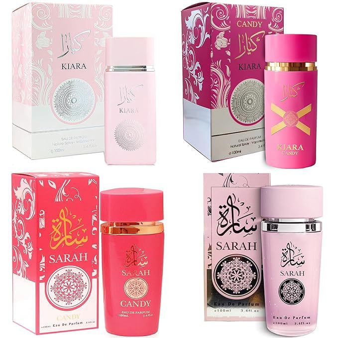 A Center floral fragrance set bottles display on vanity, a vibrant centerpiece for the collection
