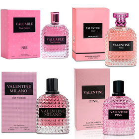 A Center four-piece perfume set on a vanity, versatile daily fragrance display
