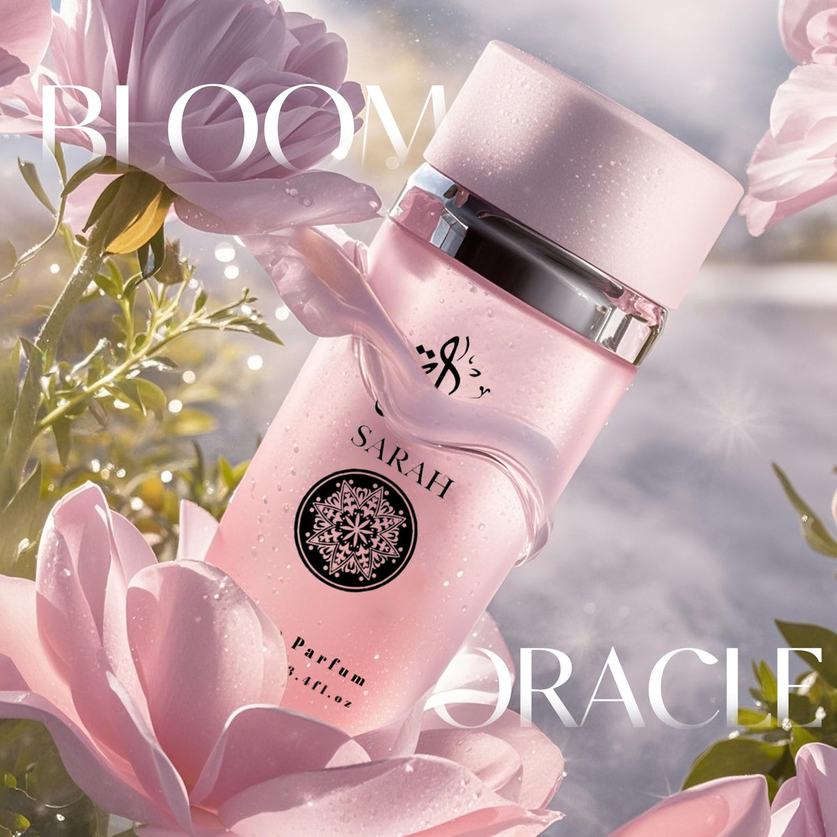 A Center Sarah perfume bottle close-up highlighting clean bottle design