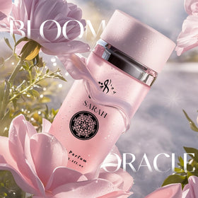 A Center Sarah perfume bottle close-up highlighting clean bottle design