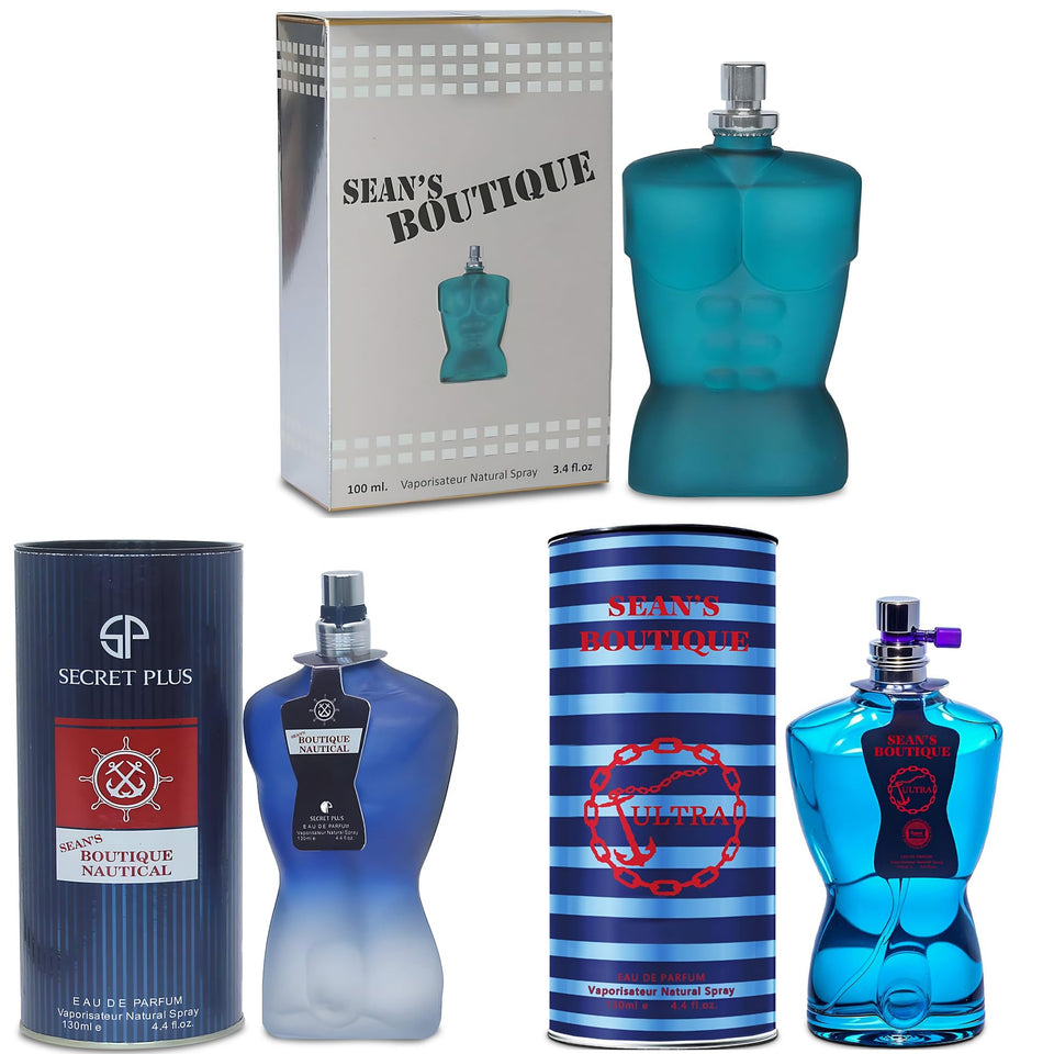 A Center Sean's Boutique Original bottle with bold woody-floral scent for everyday sophistication.