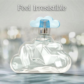 A Center Soft Cloud spray bottle close-up, delivering long-lasting freshness.