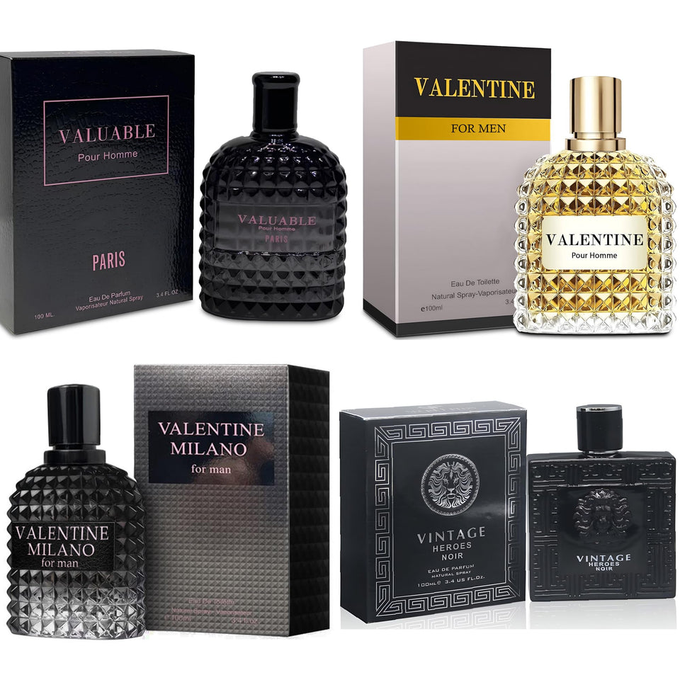 A CENTER Valentine Milano bottle highlights amber floral notes for evening wear.