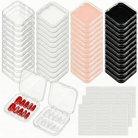 AceOrbit pink press-on nail box with transparent lid for tidy salon displays.