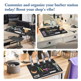 Acfunique mat features magnetic sections to secure clippers and blades securely.