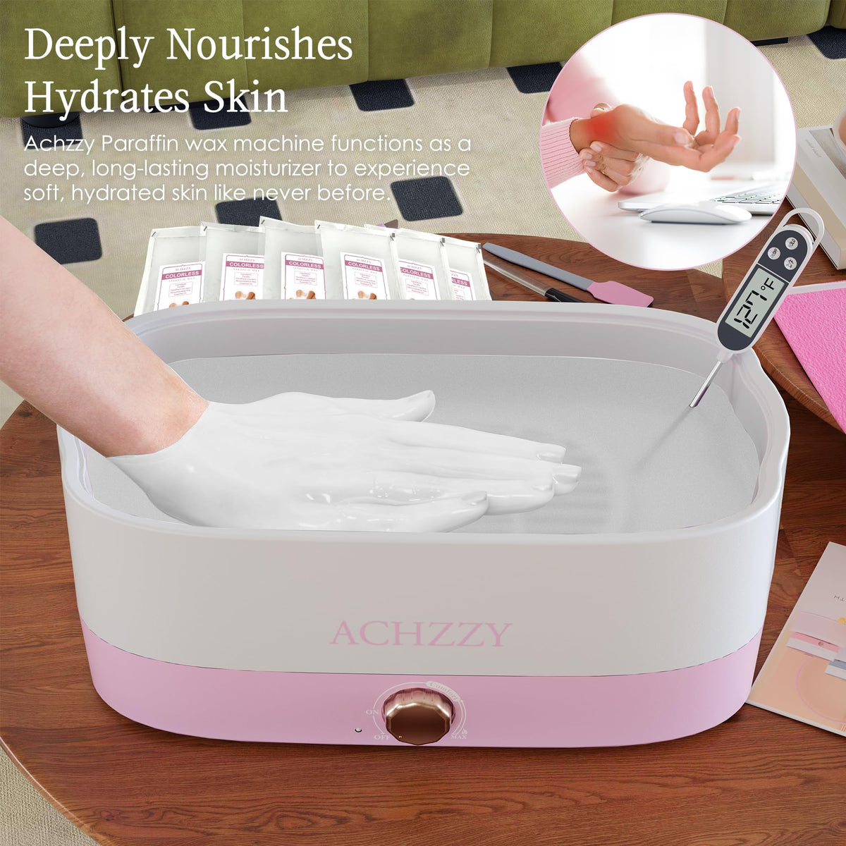 Achzzy six-pack paraffin refill set offering value for home spa sessions