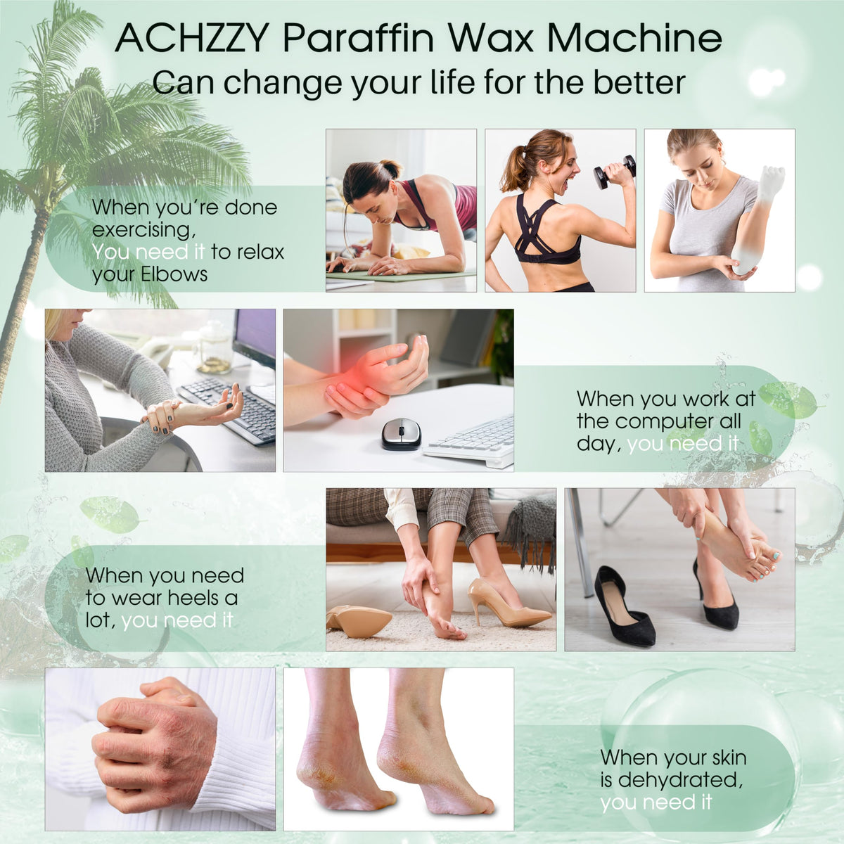Achzzy coconut paraffin refills designed for hands and feet care and hydration.