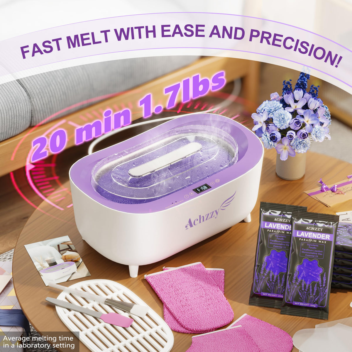 Achzzy paraffin wax warmer in smart mode showing auto temperature control