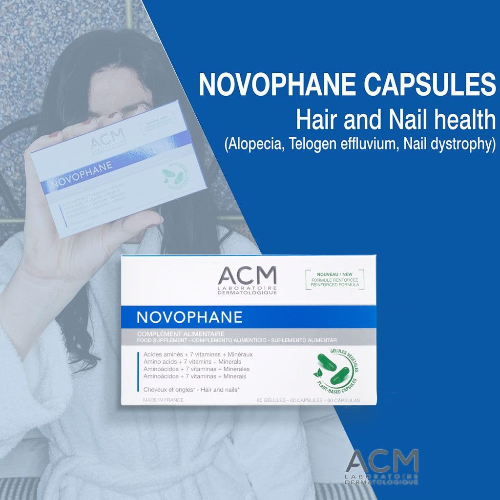 ACM Novophane caps bottle back view with dosage details