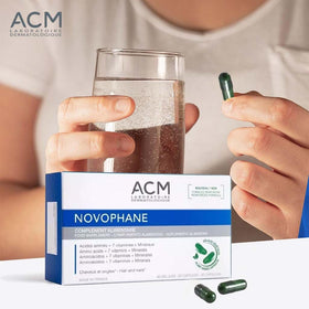 ACM Novophane caps ingredients panel highlights sulfur amino acids and minerals