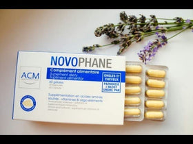 ACM Novophane caps label close-up with product information