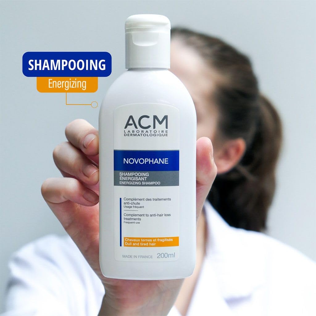 ACM Novophane Energizing Shampoo ingredients scan highlights active components.