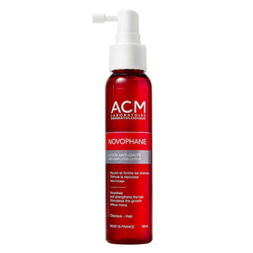 ACM Novophane lotion bottle facilitates easy scalp application for daily care.